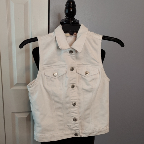 Mudd White Denim Vest Size Medium Juniors - Picture 1 of 8